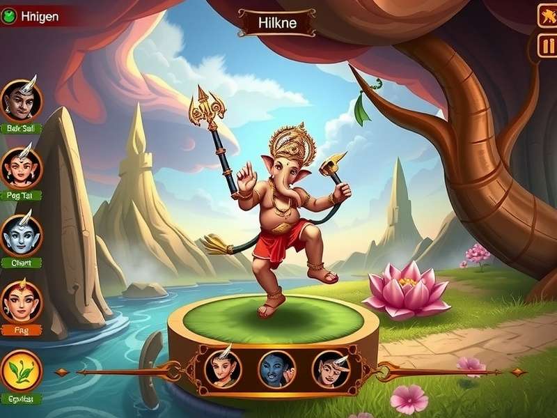 Ganesha S Divine Odyssey gameplay screenshot showing mythological environments